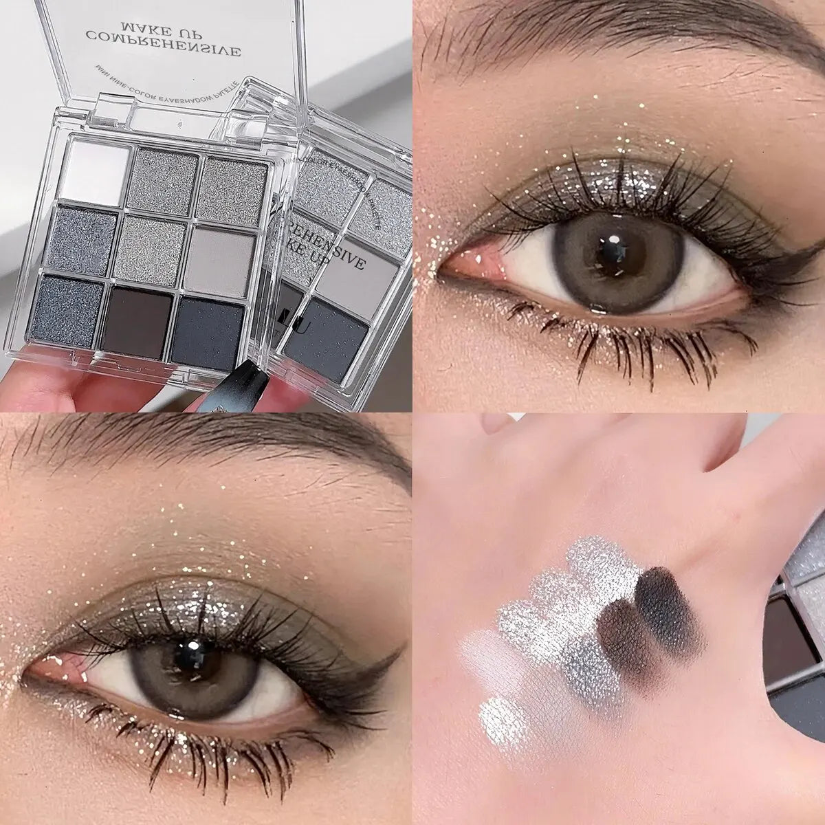 Blushimmer DIKALU spring and summer eyeshadow palette with rosy, low saturation smoke powders in a nine-pan grid layout.