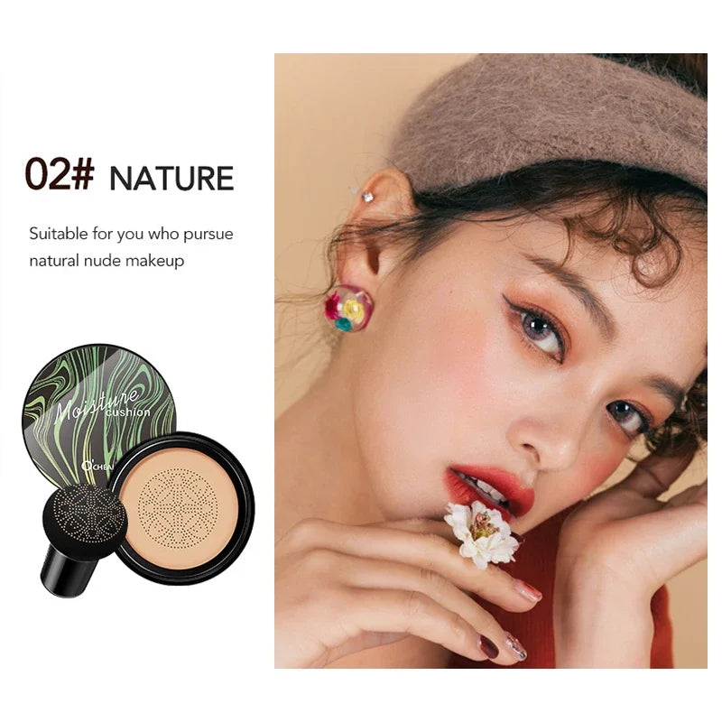 Blushimmer Ocheal BB Cream Air Cushion Compact with mushroom head puff, face foundation and concealer for smooth, even skin.
