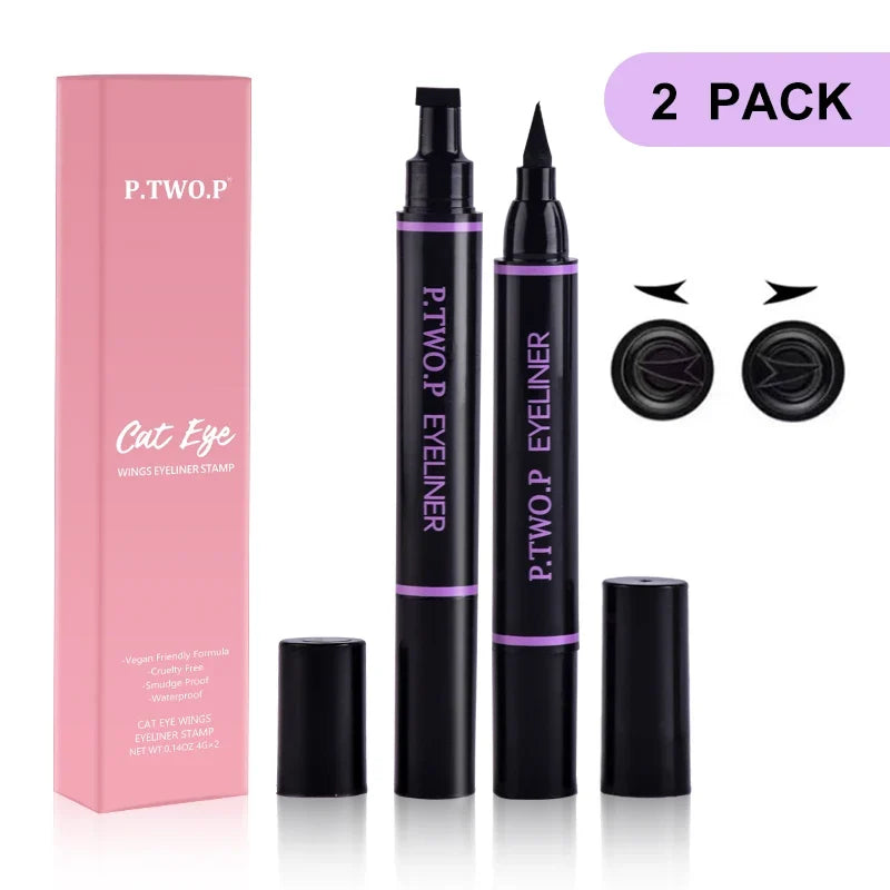 Blushimmer PTWOP black winged eyeliner stamp and liquid pencil with precise applicator and sleek design.
