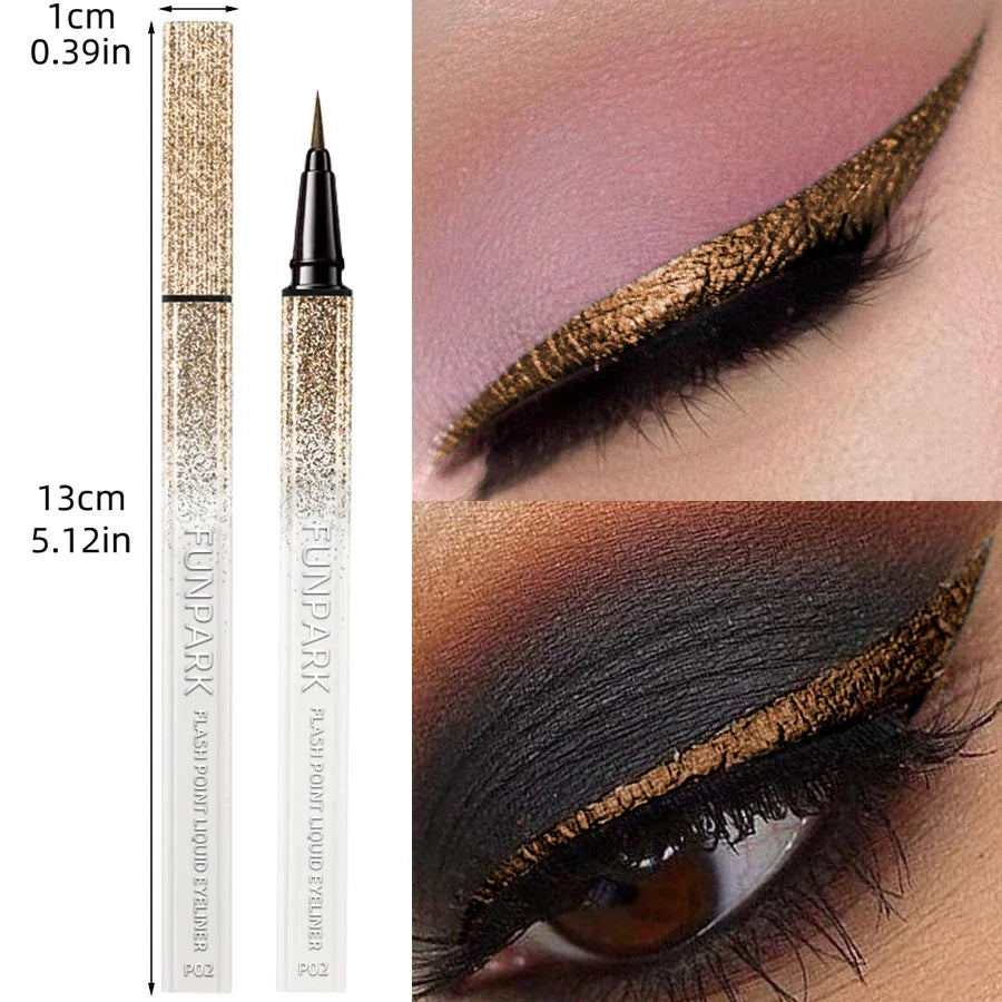 Blushimmer waterproof brown liquid eyeliner pen with a precise tip, designed for long-lasting, smudge-proof eye makeup application.