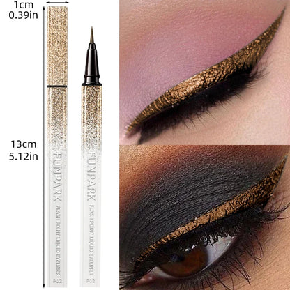 Blushimmer waterproof brown liquid eyeliner pen with a precise tip, designed for long-lasting, smudge-proof eye makeup application.