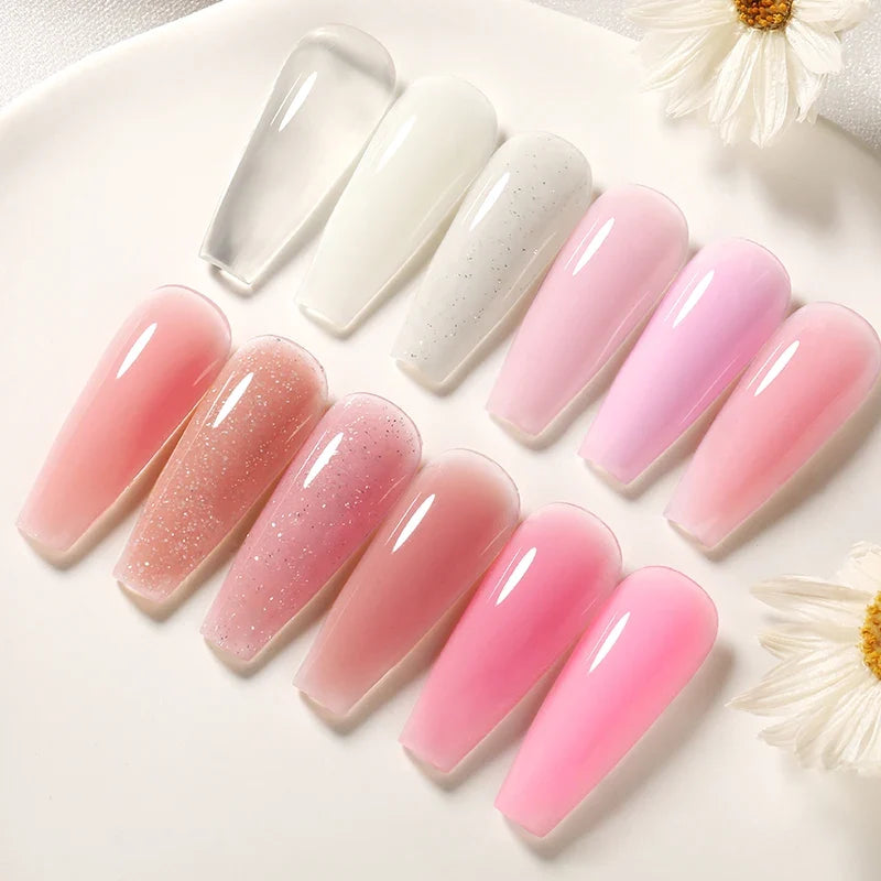 Blushimmer Born Pretty 30ml milky white hard gel for nail extensions, clear soak-off UV acrylic nail construction gel.