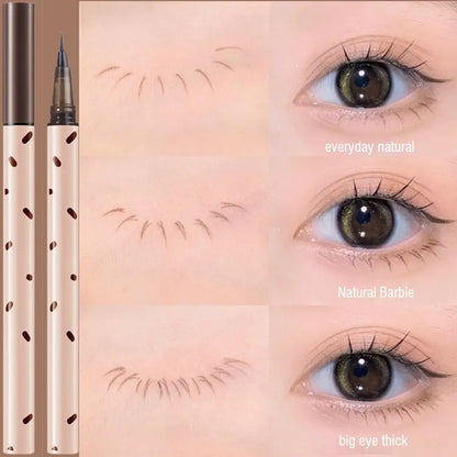 Blushimmer ultra thin liquid eyeliner pen for upper and lower lashes, waterproof and smooth for precise application.