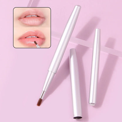 Blushimmer 2-piece telescopic lip brush set with round head, portable design, ideal for lip liner and makeup application.