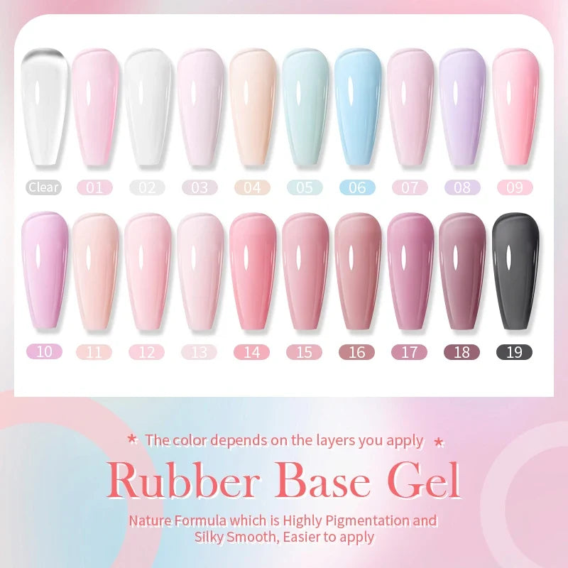 Blushimmer Born Pretty Milky Pink Rubber Base Gel Nail Polish with glitter, 15ml, semi-permanent UV LED gel, soak-off, self-leveling.