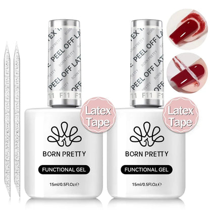 Blushimmer Born Pretty 15ml peel-off nail latex tape gel polish with quick-dry, anti-freezing formula and finger protector tool