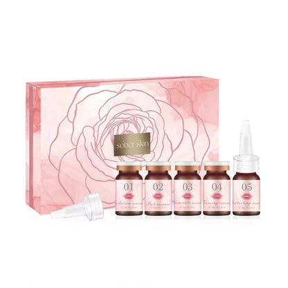 Blushimmer Sober Skin natural rose lip care with rose scrub and balm for lightening dark lips and brightening pink lips.
