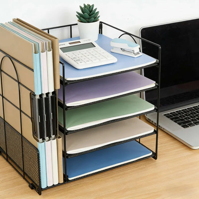 Paper File Holder5Office Desktop Document Organizer Storage Box File Holder Archive Rack Office Supplies Multi-layer Design
