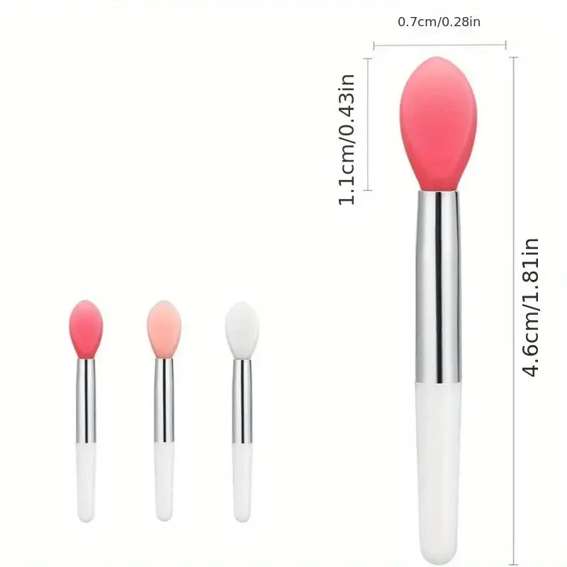 Set of 10 Blushimmer silicone lip and eye makeup brushes, mini transparent applicators for lipstick, lip mask, and eye makeup application.