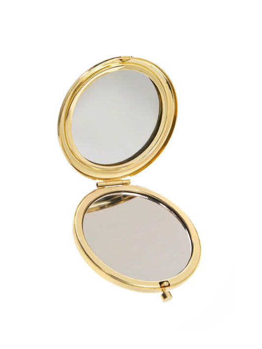 Blushimmer 65mm round double-sided makeup mirror, portable compact handheld mirror perfect for purse, travel, and cosmetics.