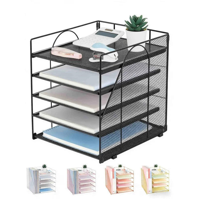 Office Desktop Multi-layer File Rack5Layer Data Organizer Storage Box File Holder Archive Rack Office Supplies