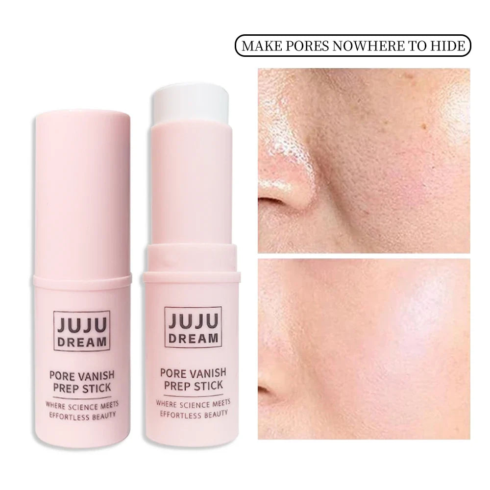 Blushimmer face primer stick with matte blur effect, hydrating shimmer texture, pore coverage, oil control, lightweight finish.