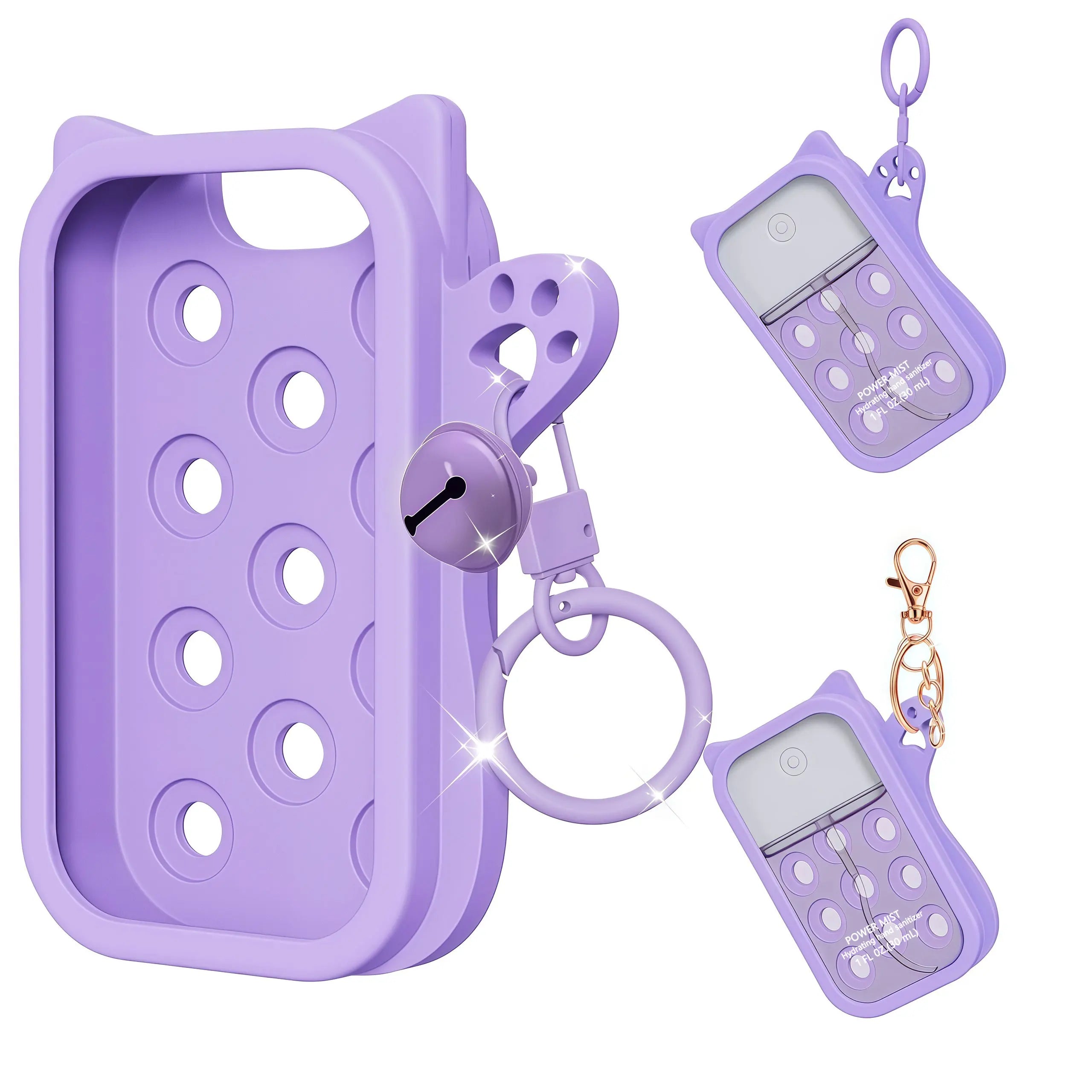 Hand Sanitizer Mist Case 1FL. OZ., Protective and Stylish Hand Sanitizer Spray Accessory, Silicone Case with Keyring，Portable