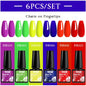 Set of six Blushimmer MTSSII sparkly red gel nail polishes with shiny finish, ideal for LED UV nail art and manicure supplies.