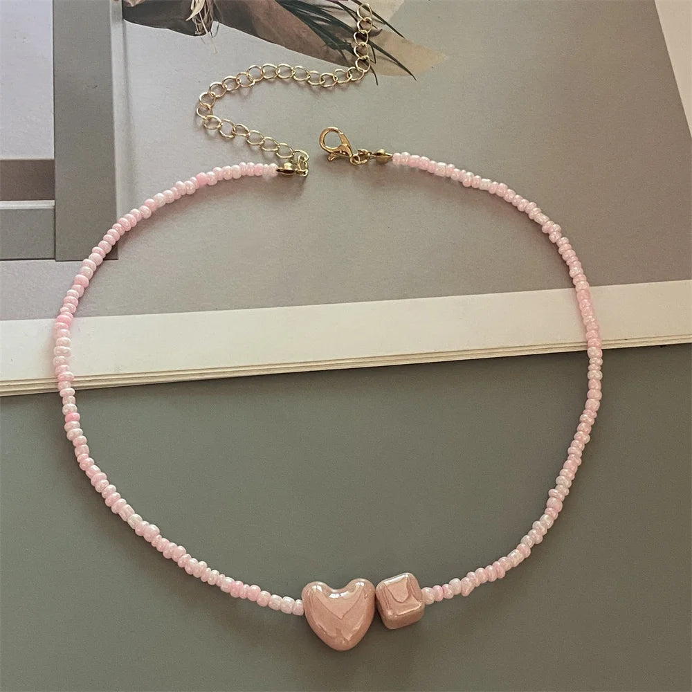 Cute Romantic Geometric Choker Necklace for Women Girl New Trendy Gift Necklace Seed Beads Fashion Jewelry
