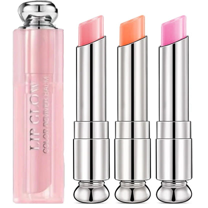 Blushimmer 3-piece color changing lipstick set with moisturizing, waterproof, and durable magical lipsticks in various shades.