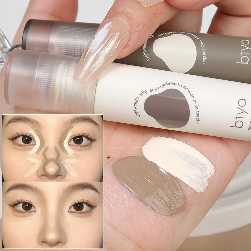Blushimmer Face Brighten Liquid Bronzer and Contouring Makeup with waterproof formula, natural finish, and highlighter for a radiant look.