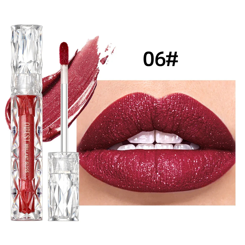 Blushimmer QIBEST 10-color matte and shiny glitter liquid lipstick with waterproof, long-lasting shimmer lip gloss for women.
