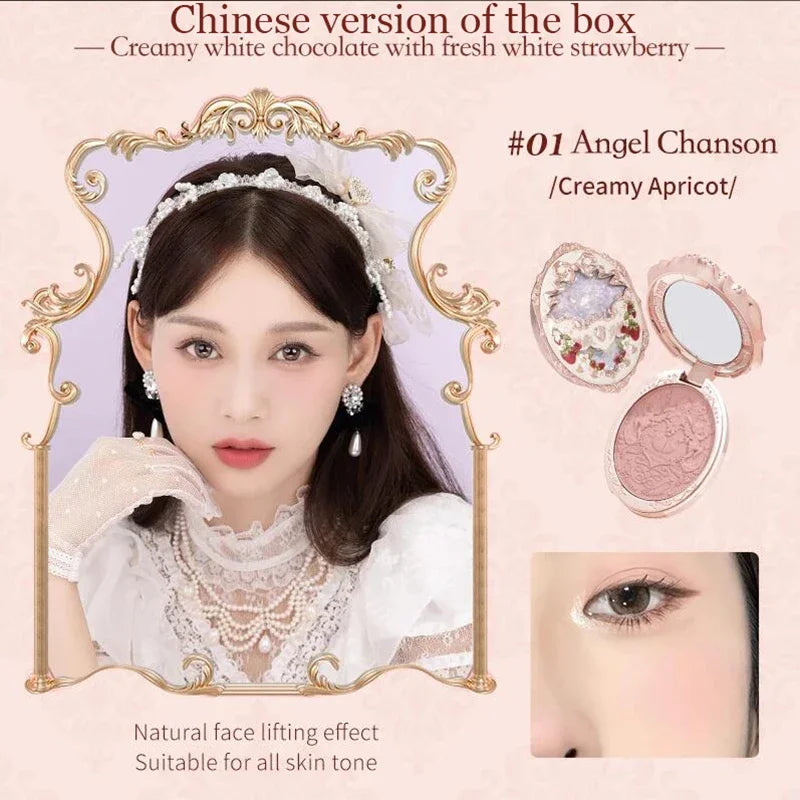 Blushimmer Flower Knows Strawberry Rococo blush palette with embossed berry pink shades in a 5g professional makeup blusher powder.