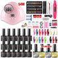 Blushimmer Limegirl nail gel tools kit with 54W UV lamp, nail drill, and 18/12/7 color gel nail polishes in a comprehensive nail art set.