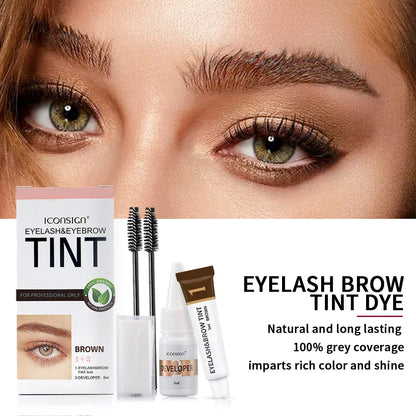 Iconsign Eyelash and Eyebrow Dye Tint Kit by Blushimmer featuring waterproof cream for bold, long-lasting color.