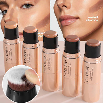 Blushimmer double-head face bronzer contour stick with brush, featuring cream makeup for light and dark shading and facial contouring