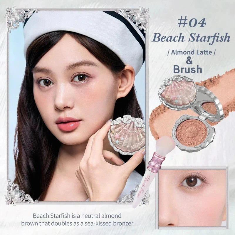 Makeup Flowerknows Shell Pearl Collection Silk Satin Blusher Lightweight Highly Pigmented Blush Powder Long Lasting Face Blushes
