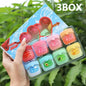 Blushimmer Fruit Series lip balm set with 4, 6, or 8 moisturizing, non-sticky lip masks in colorful fruit packaging.