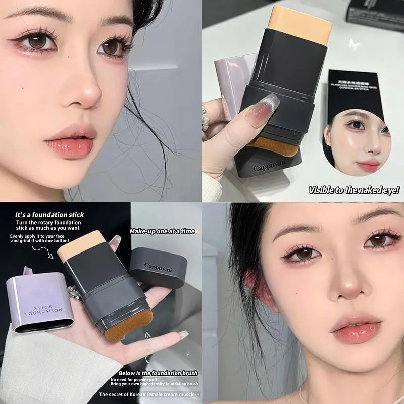 Blushimmer 2-in-1 concealer and foundation stick in natural skin tone, full coverage for acne scars, with a dewy radiant finish.