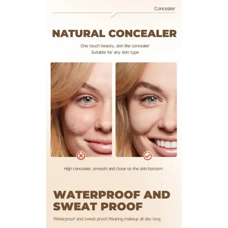 Blushimmer waterproof liquid concealer foundation with full coverage, long-lasting cream for dark circles, acne, and a natural matte finish