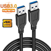 USB 3.0 A to USB A Male Extension Cable Double End USB Cord For Hard Drive DVD Player Laptop Cooler High-Speed Data Transmission