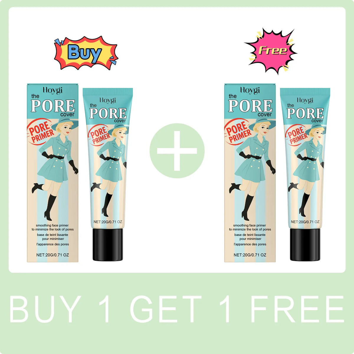 Blushimmer pre-makeup pore primer smoothing skin, controlling oil, reducing pores, moisturizing, waterproof, and enhancing skin texture.