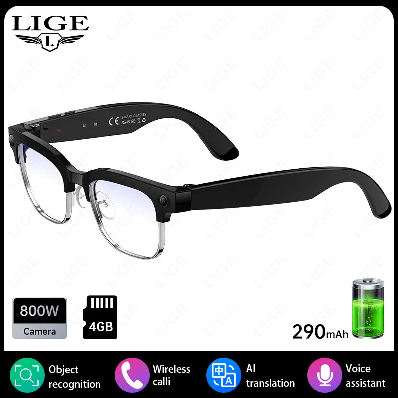 Smart Glasses AI 8 Million Pixels Recording Videos Photo Recognition Answer Translation 290mAh IP66 Waterproof Bluetooth Glasses