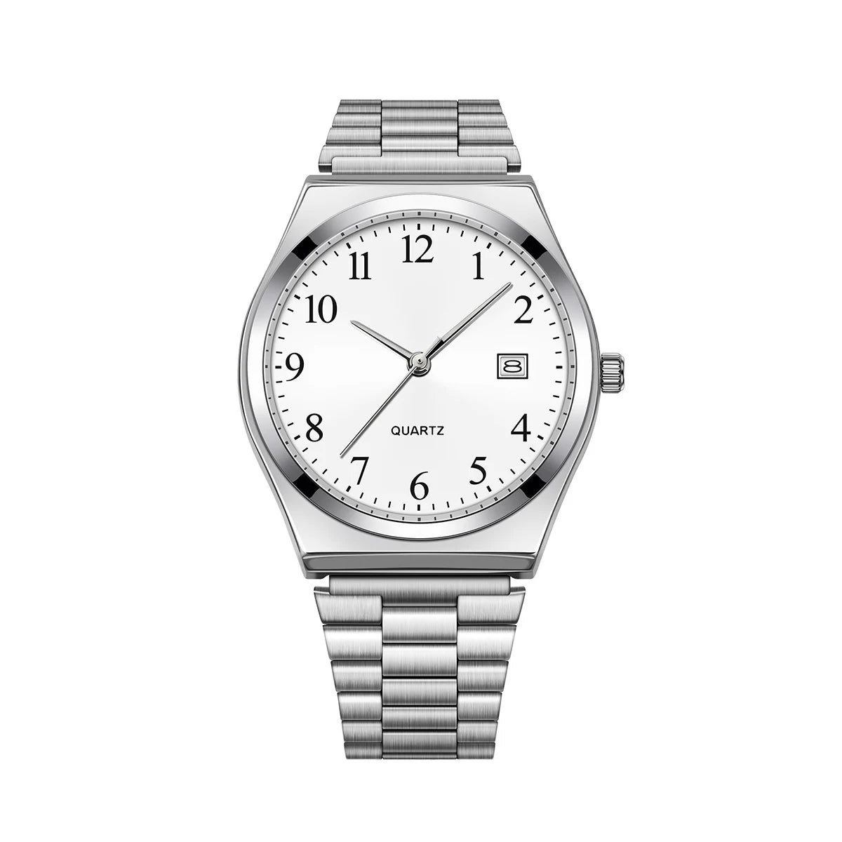 Lucky Fox minimalist stainless steel wristwatch with black dial, sleek design, and precise timekeeping.