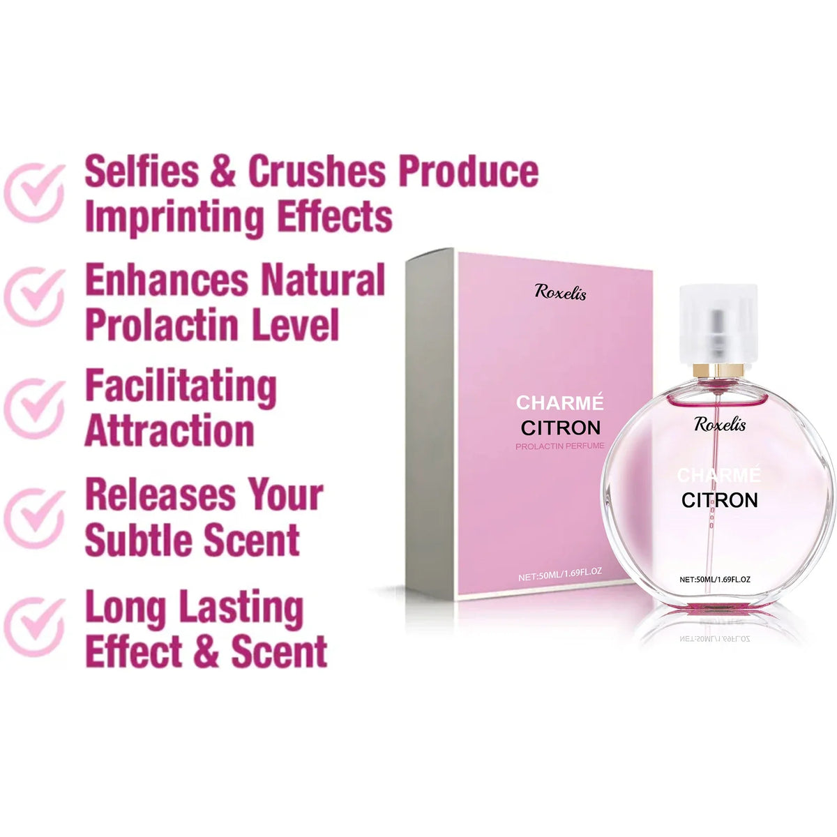 Blushimmer women's perfume bottle with elegant floral scent, showcasing a sleek design for long-lasting, subtle, and fresh fragrance.