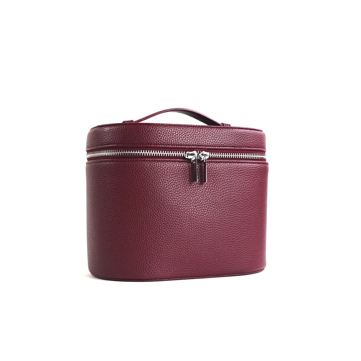 Large-capacity PU leather cosmetic box by Blushimmer with internal storage, customizable name tags, ideal for travel makeup organization.