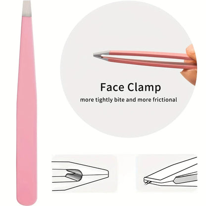 Blushimmer stainless steel eyebrow tweezers set with textured handles for precise, fast eyebrow shaping in 1, 2, or 4-piece options.