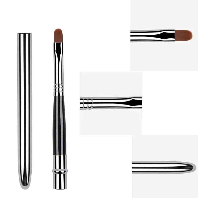 Blushimmer portable silver lips makeup brush pen with metal handle, protective cap, ideal for applying lip gloss and lipstick