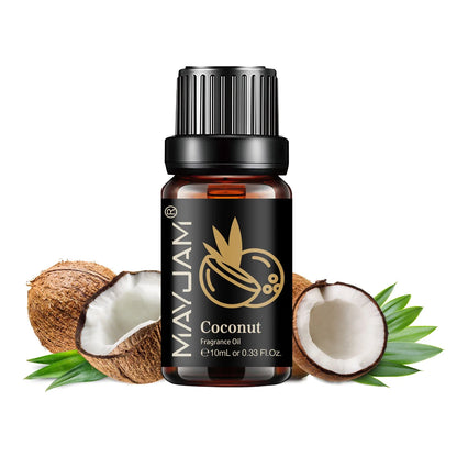 Blushimmer MAYJAM Fruit Essential Oil 10ml with cherry, banana, papaya, grape, litchi, guava, kiwifruit, pear, and fig fragrances.