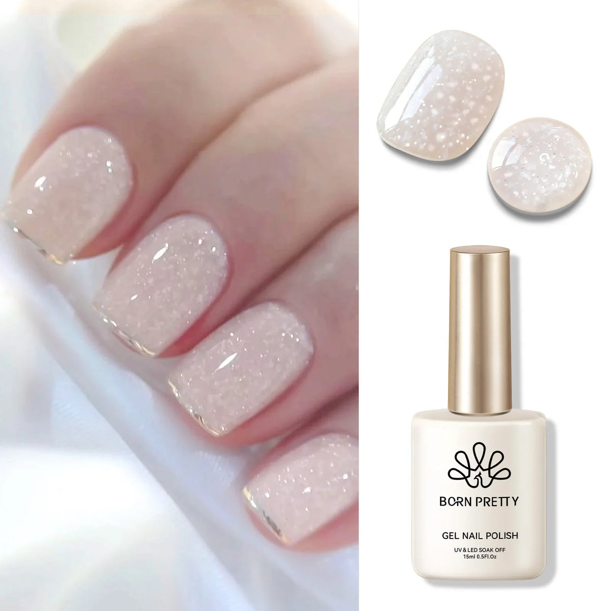 Blushimmer Born Pretty Milky Jelly Rubber Base Gel for gel nails, 15ml, nude self-leveling UV soak-off semi-permanent gel