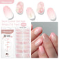 Blushimmer Harunouta 16-strip gradient red marble gel nail strips with gold lines, semi-cured DIY gel polish stickers for UV/LED nails.