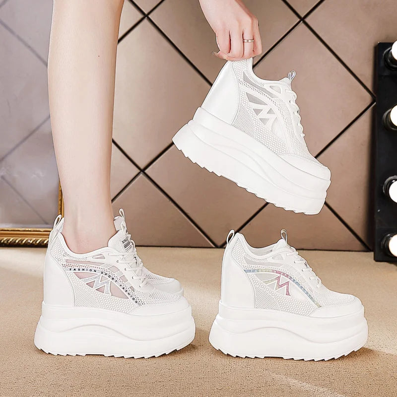 13cm Chunky Sneakers For Women Comfortable Women Casual Shoes Lightweight Walking Shoes Comfy Chusinoning Platform Wedge