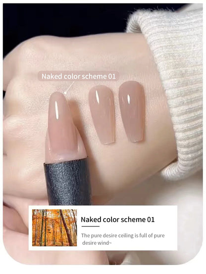 Blushimmer Mianel Japanese Style Fairy Gel Nail Polish in white pink nude ice clear shades, perfect for summer pink nail designs.
