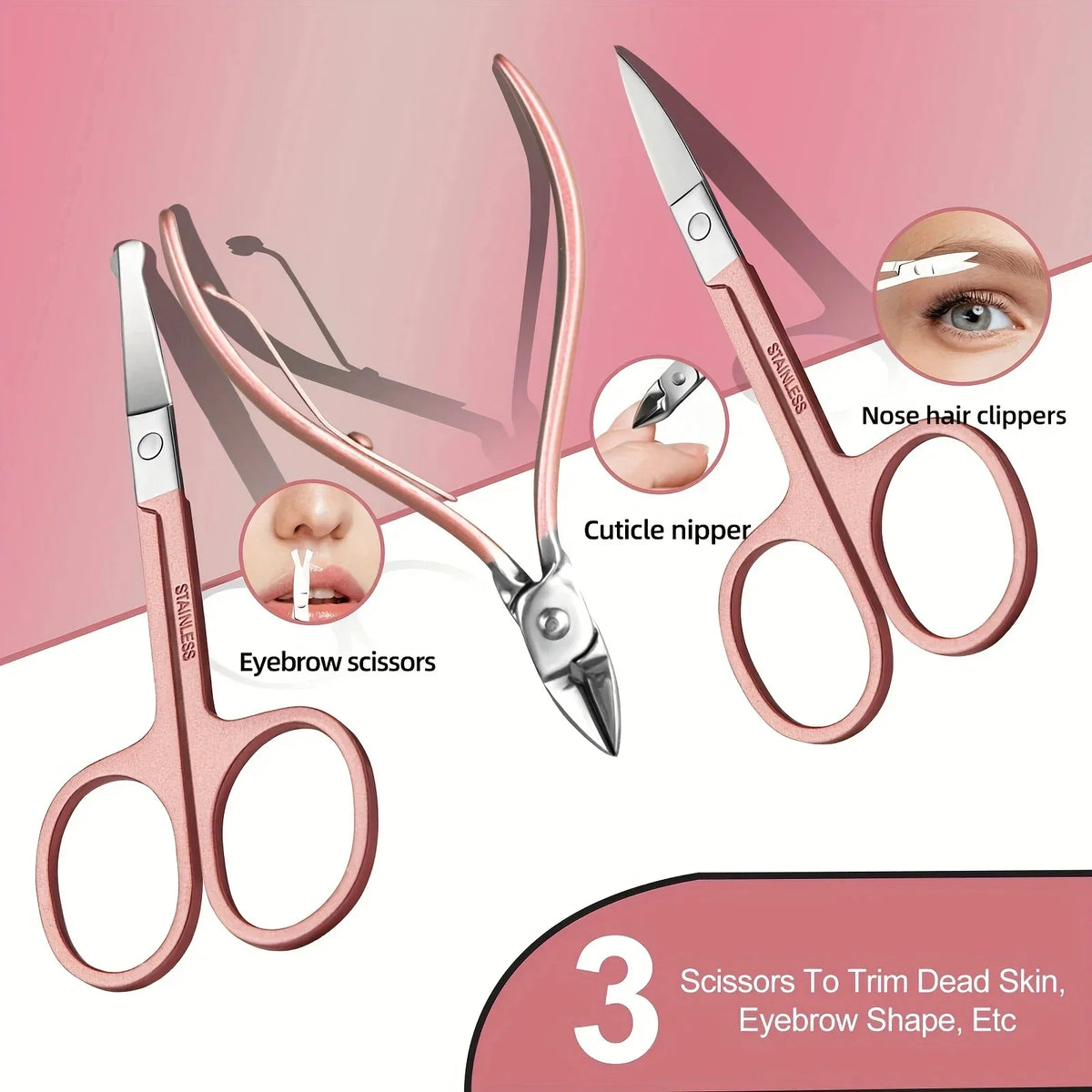 RedFlow manicure set by Blushimmer, 30-in-1 nail clippers and pedicure tools for women, includes toenail and grooming scissors.