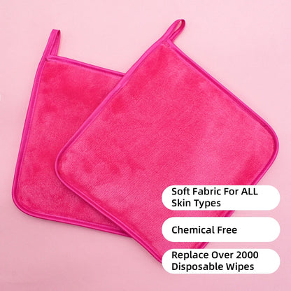 Two reusable Blushimmer microfiber makeup remover pads for facial cleaning and skincare, soft and eco-friendly face cleaning wipes.