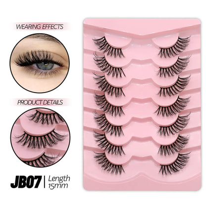 Blushimmer GROINNEYA half lashes with soft natural clear band, wispy faux mink for a natural eyelash extension look.