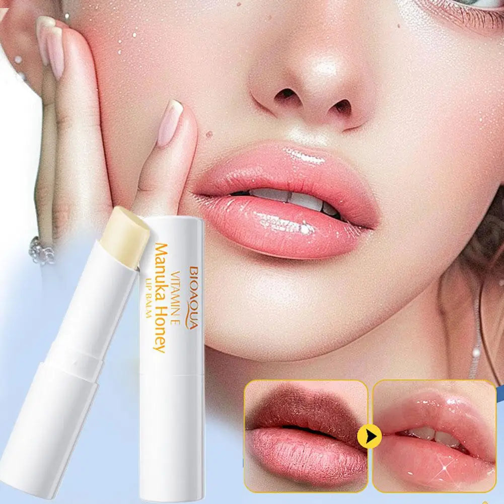 Blushimmer Vitamin E Honey Lip Balm stick with nourishing, moisturizing formula for soft, crack-free lips during winter.
