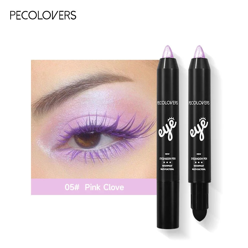 Blushimmer waterproof eyeshadow pencil stick in multiple colors with pearly shimmer and glitter for long-lasting eye makeup.