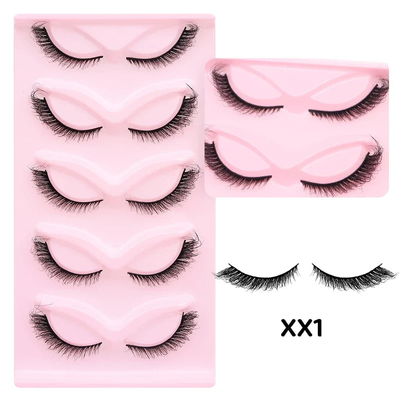 DINGSEN Blushimmer 5 pairs fluffy cat eye mink eyelashes with wispy, natural look strip lashes for a long, glamorous cat eye style.