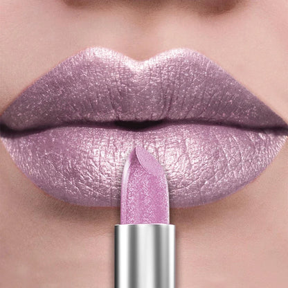 Blushimmer 21-color glitter metallic lipstick and lip tint with shiny, pearlescent finish, long-lasting matte lip makeup.